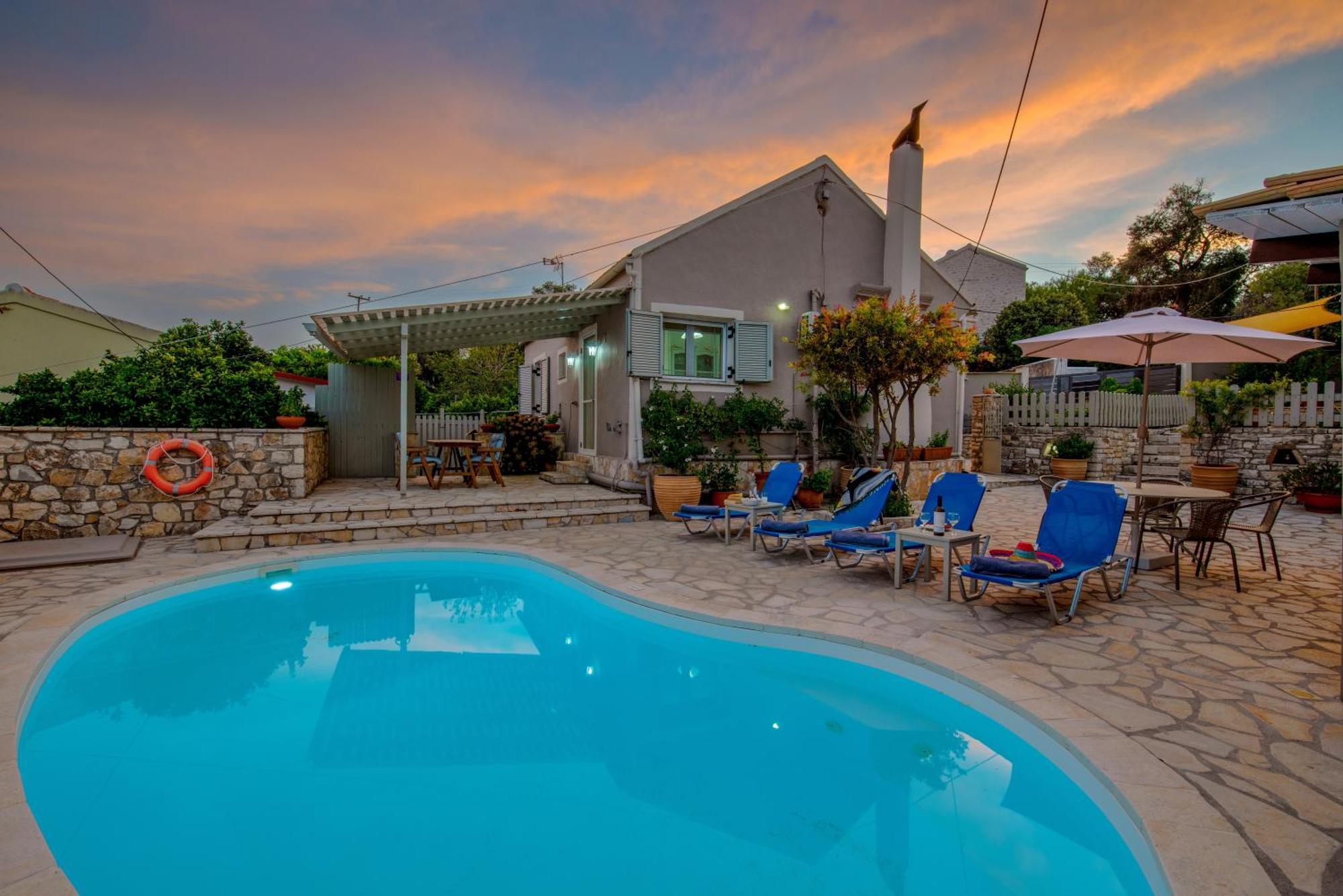 Loggos Seaview Cottage With Private Pool By Konnect Longos  Экстерьер фото